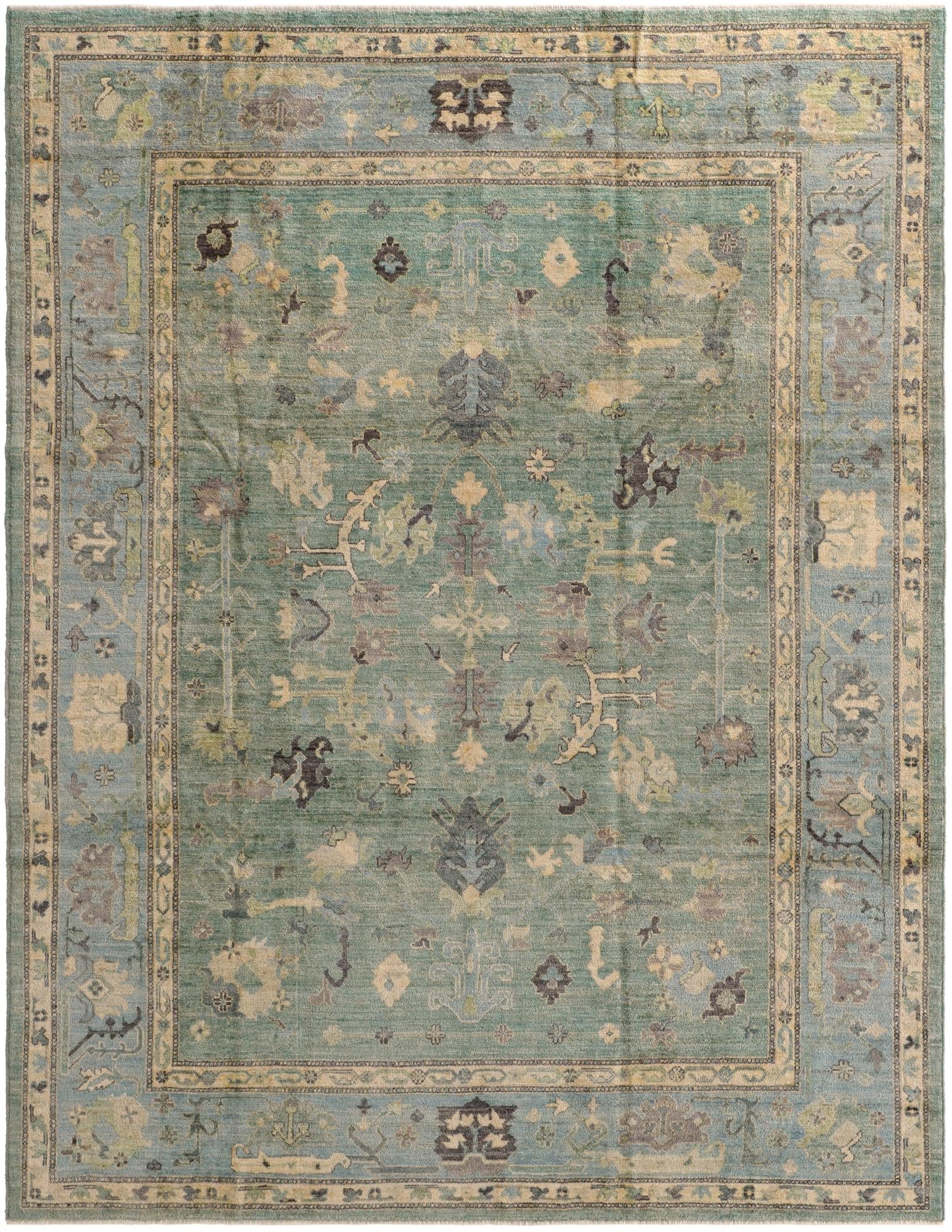 9' 1 x 11' 10 Hand Knotted Oushak Wool Rug