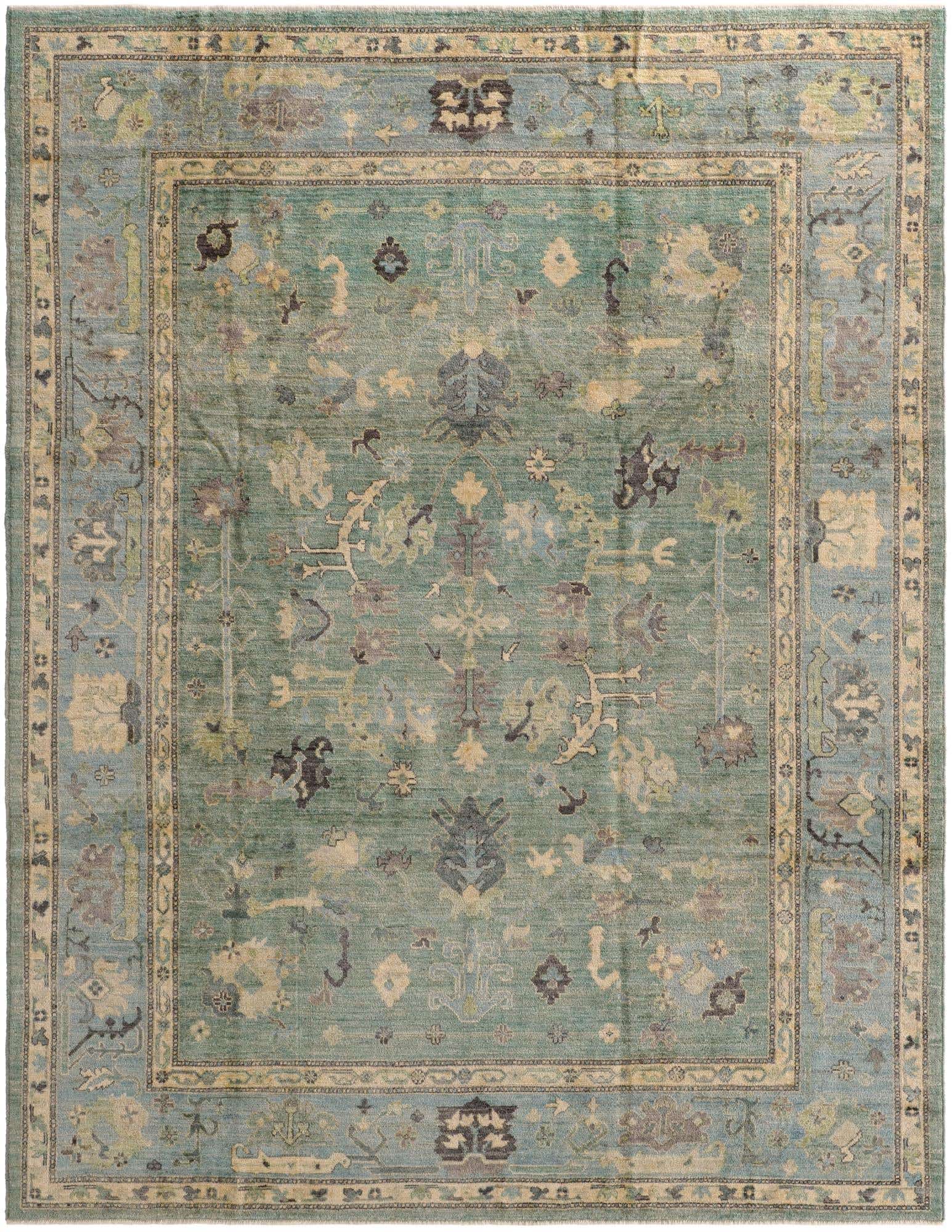 9' 1 x 11' 10 Hand Knotted Oushak Wool Rug