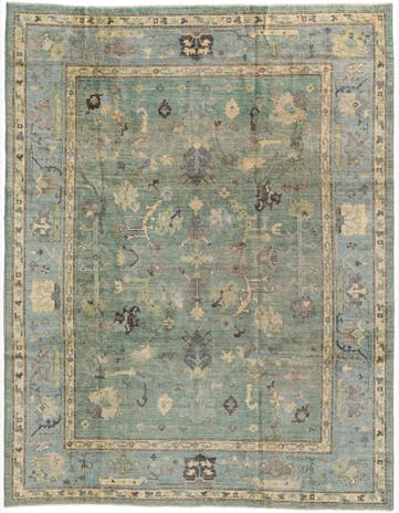 9' 1 x 11' 10 Hand Knotted Oushak Wool Rug