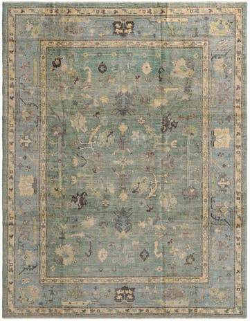 9' 1 x 11' 10 Hand Knotted Oushak Wool Rug