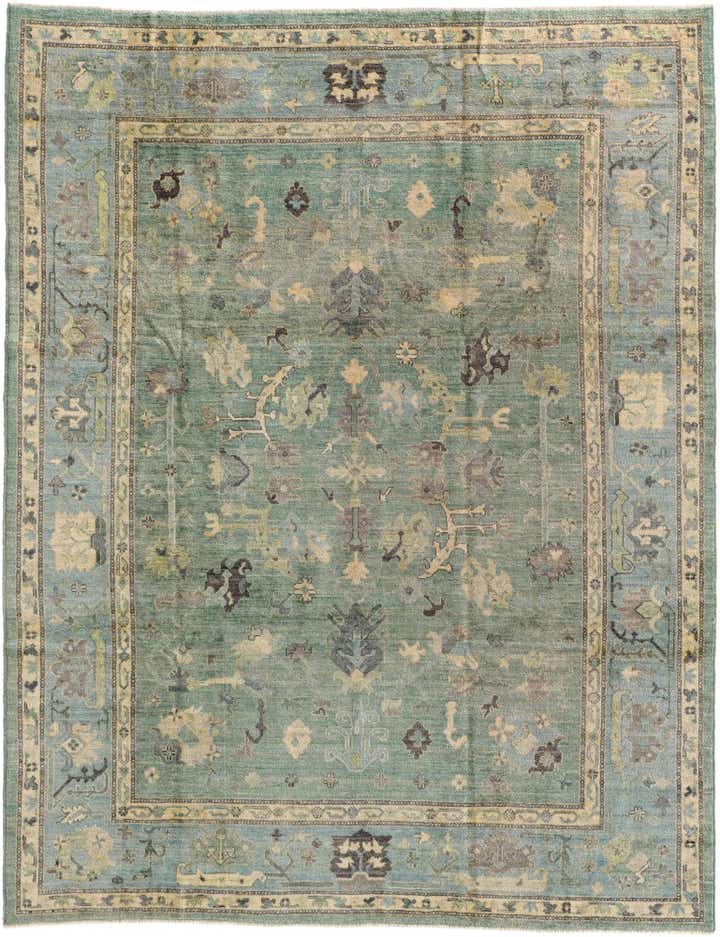 9' 1 x 11' 10 Hand Knotted Oushak Wool Rug