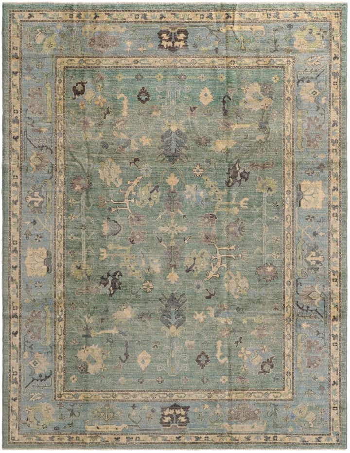 9' 1 x 11' 10 Hand Knotted Oushak Wool Rug