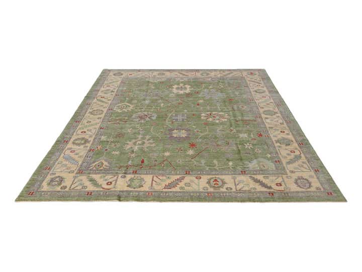 9' 1 x 11' 5 Hand Knotted Oushak Wool Rug