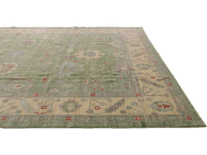 9' 1 x 11' 5 Hand Knotted Oushak Wool Rug