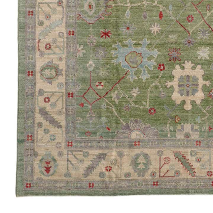 9' 1 x 11' 5 Hand Knotted Oushak Wool Rug