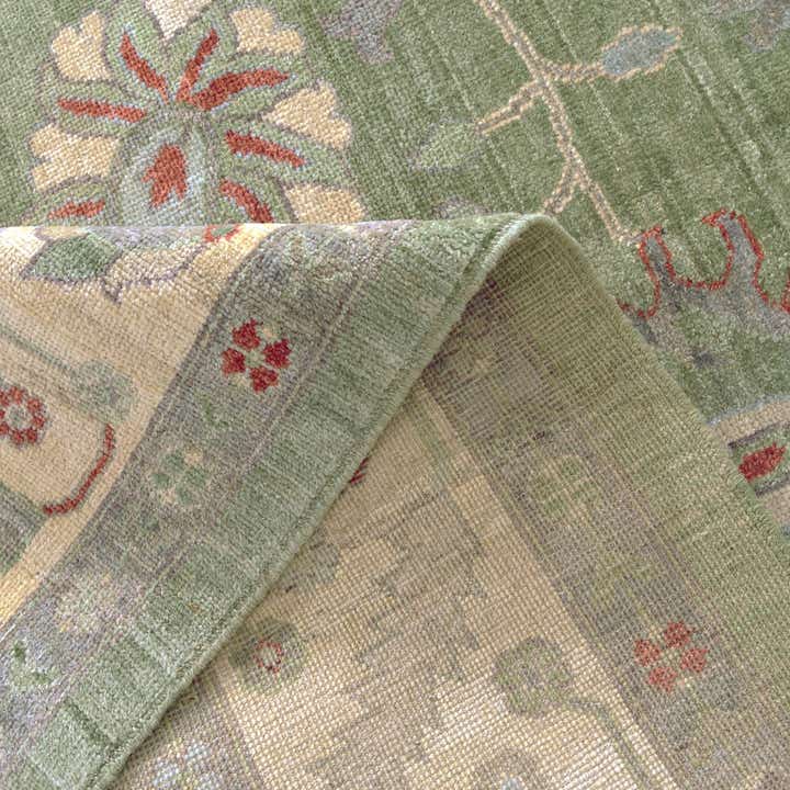 9' 1 x 11' 5 Hand Knotted Oushak Wool Rug