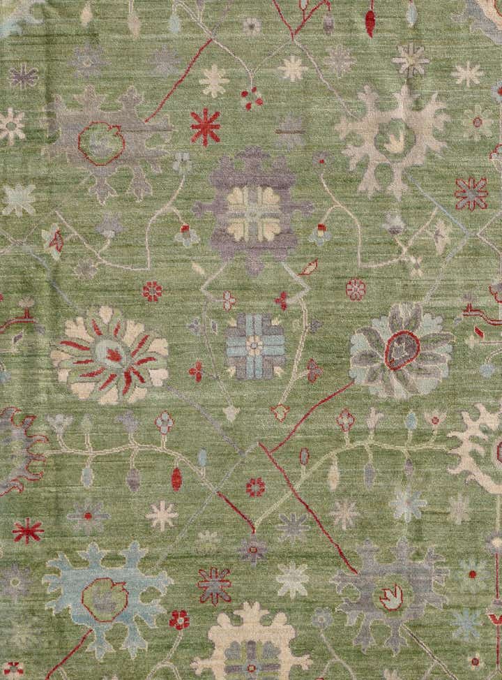 9' 1 x 11' 5 Hand Knotted Oushak Wool Rug
