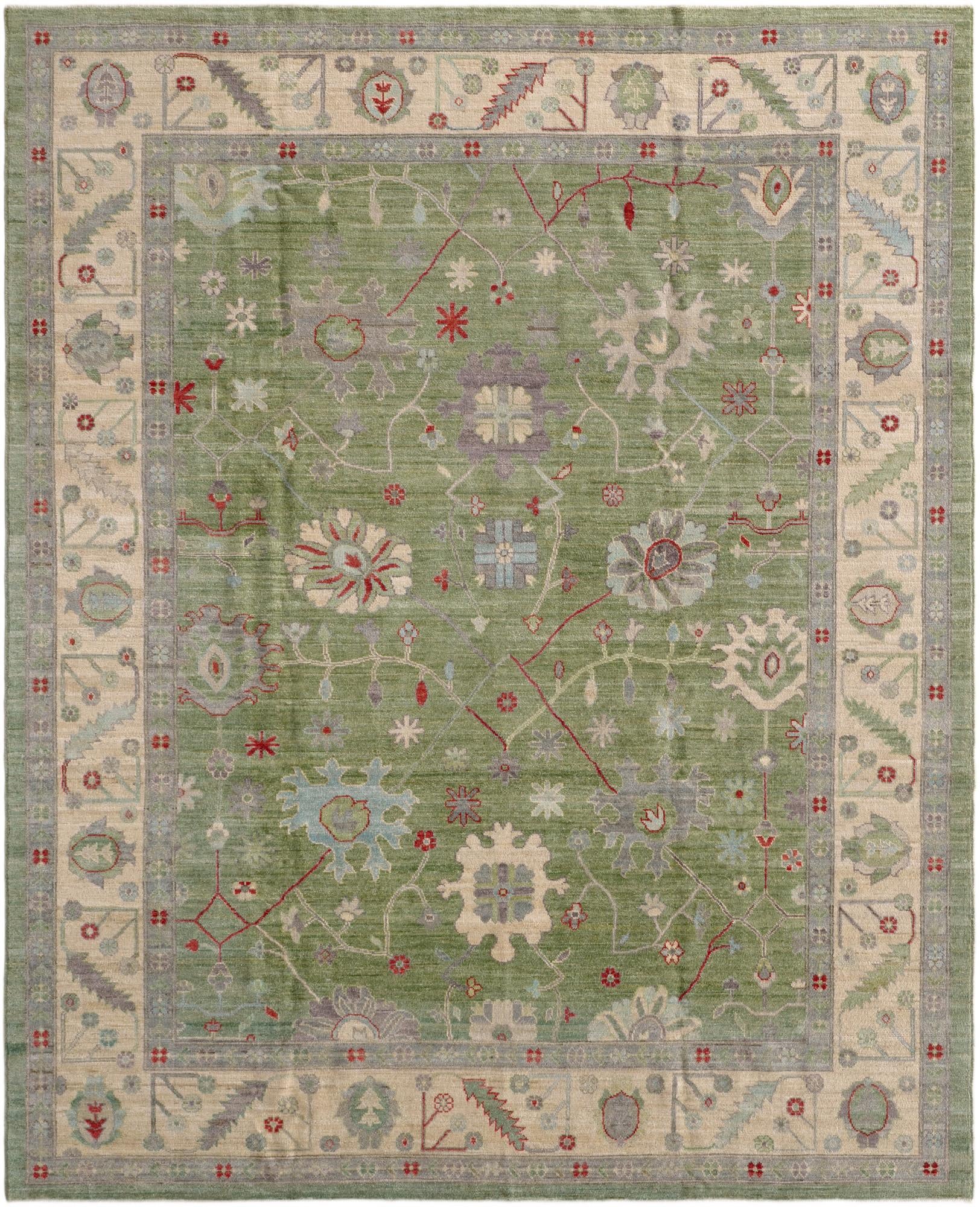 9' 1 x 11' 5 Hand Knotted Oushak Wool Rug