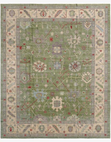 9' 1 x 11' 5 Hand Knotted Oushak Wool Rug