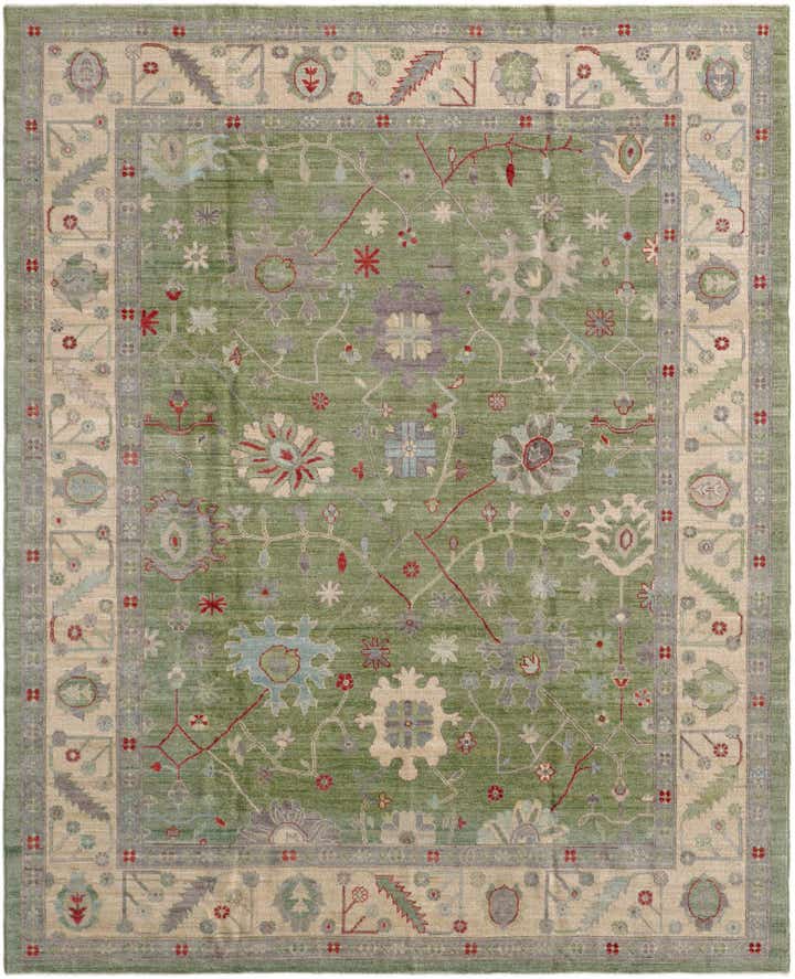 9' 1 x 11' 5 Hand Knotted Oushak Wool Rug