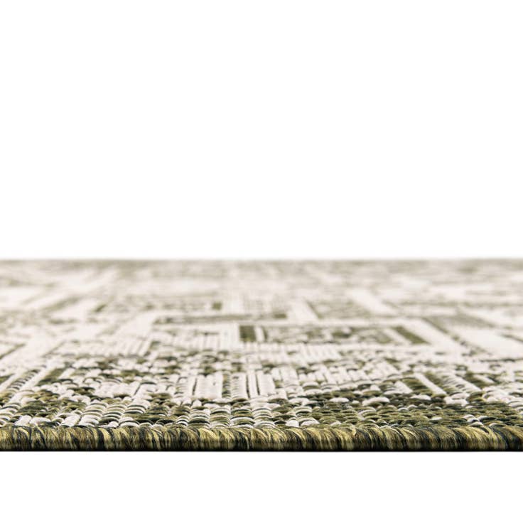 Detail image of Custom Green Easy-Clean Aztec Indoor / Outdoor Rug