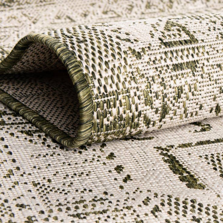 Detail image of Custom Green Easy-Clean Aztec Indoor / Outdoor Rug