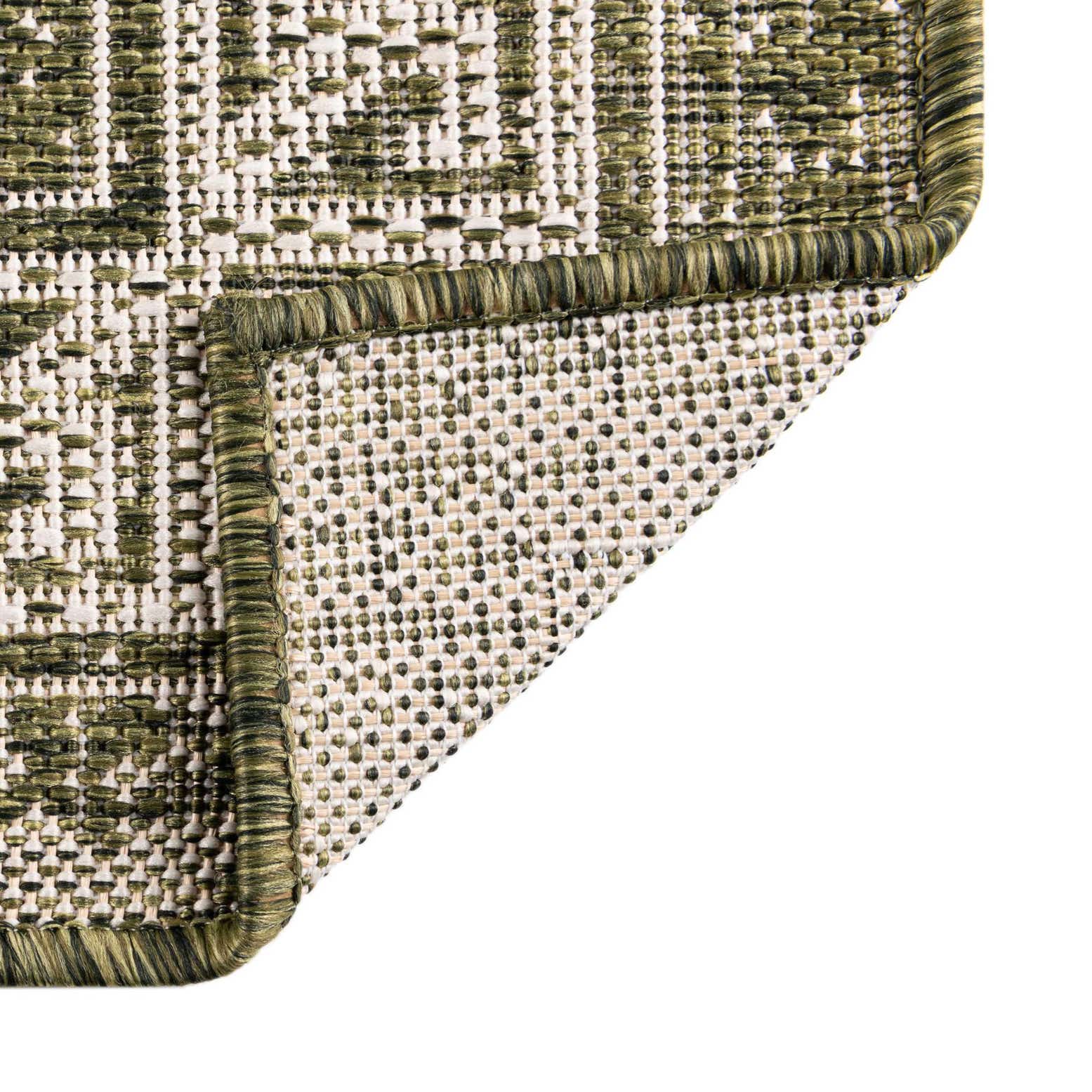 Custom Green Easy-Clean Aztec Indoor / Outdoor Rug