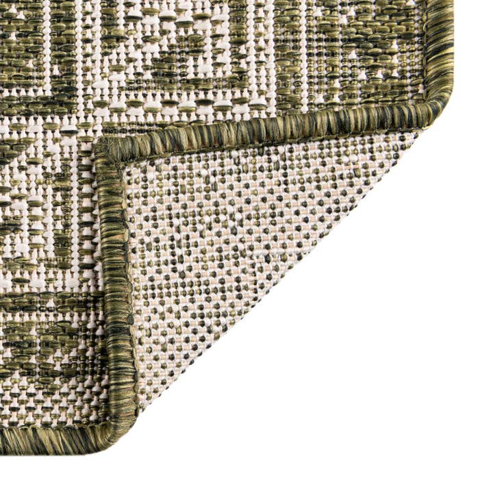 Detail image of Custom Green Easy-Clean Aztec Indoor / Outdoor Rug