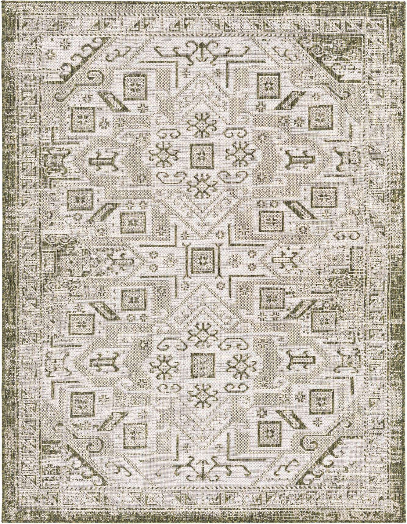 5' 3 x 8' Easy-Clean Aztec Indoor / Outdoor Rug