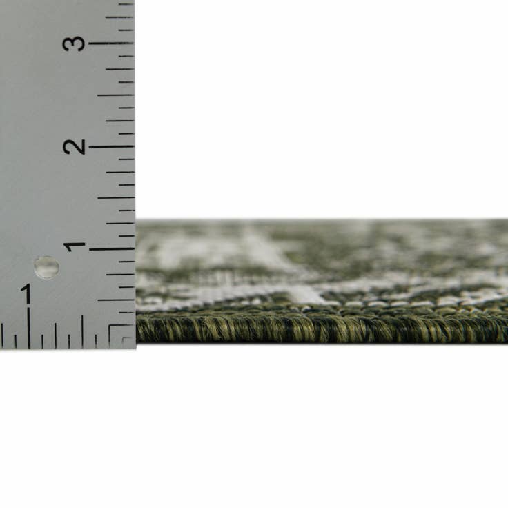 Detail image of Custom Green Easy-Clean Aztec Indoor / Outdoor Rug