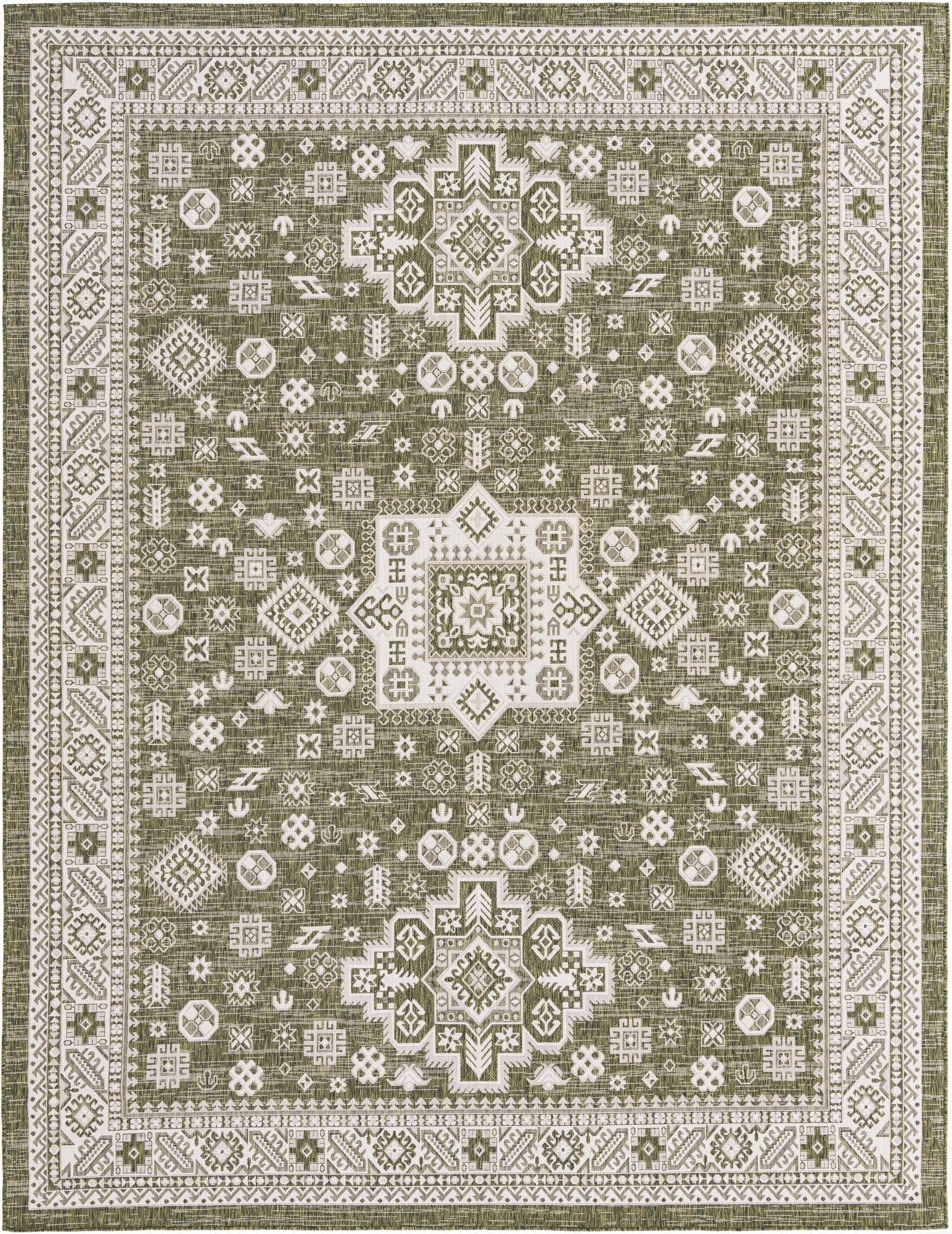 Primary image 10' x 13'  Washable Aztec Indoor / Outdoor Rug