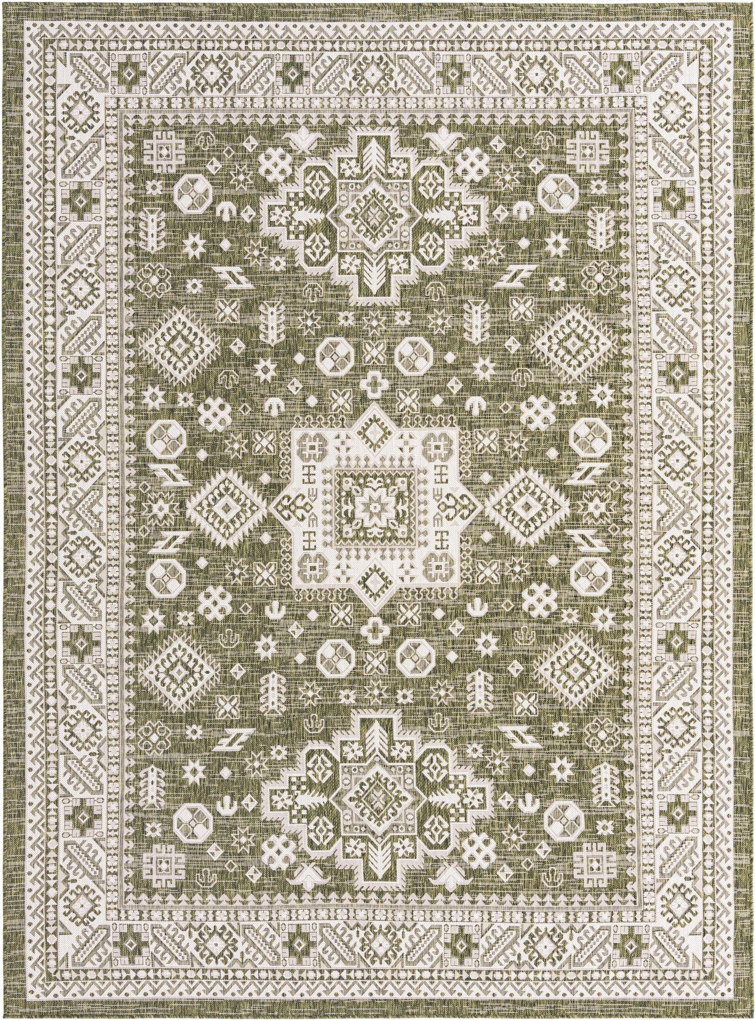 Primary image 7' 10 x 11'  Washable Aztec Indoor / Outdoor Rug