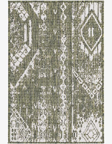 Green Easy-Clean Bohemian Indoor / Outdoor Rug