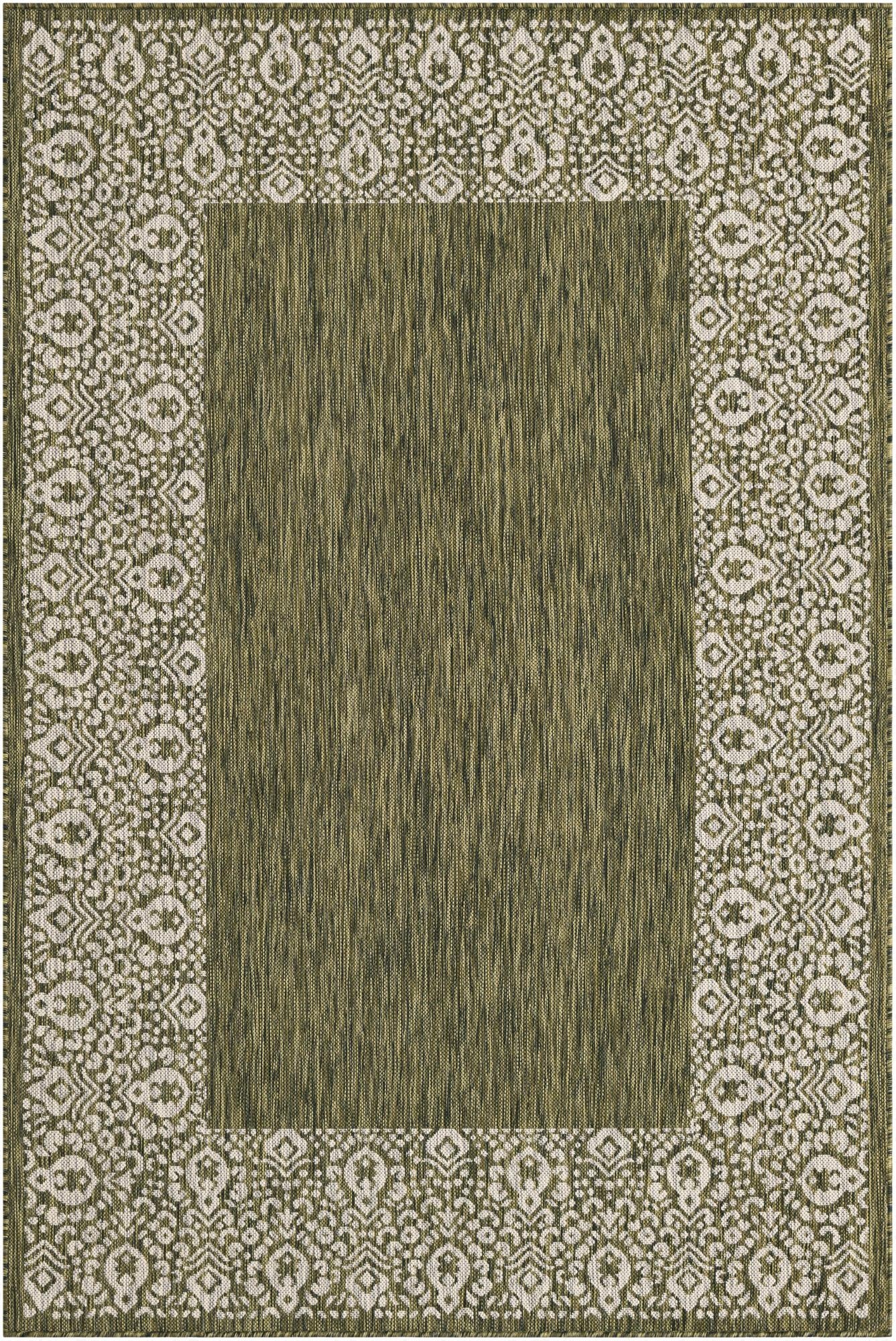 5' 3 x 8'  Washable Border Indoor / Outdoor Rug