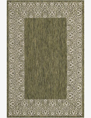 Green Easy-Clean Border Indoor / Outdoor Rug