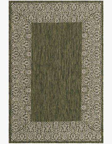 Green Easy-Clean Border Indoor / Outdoor Rug