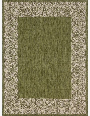 Green Easy-Clean Border Indoor / Outdoor Rug