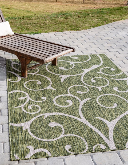 Light Green 7' x 10' 2 Botanical Indoor / Outdoor Rug | OutdoorRugs.com