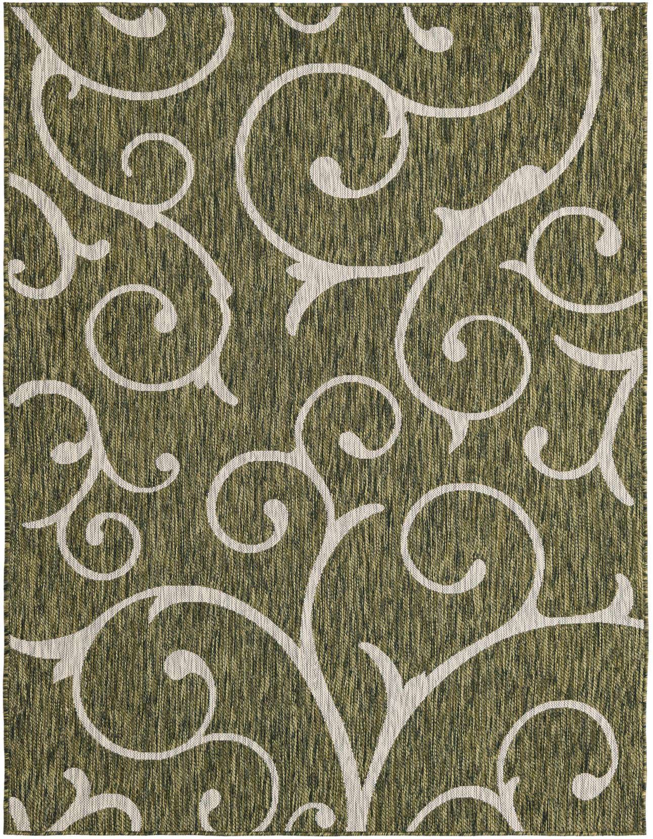 5' 3 x 8' Easy-Clean Botanical Indoor / Outdoor Rug