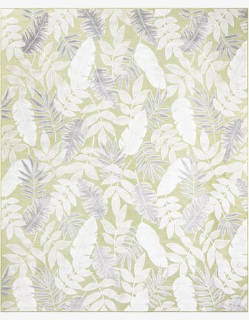 Green Easy-Clean Botanical Indoor / Outdoor Rug