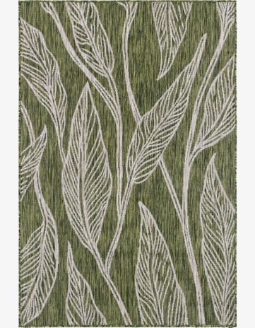 Green Easy-Clean Botanical Indoor / Outdoor Rug