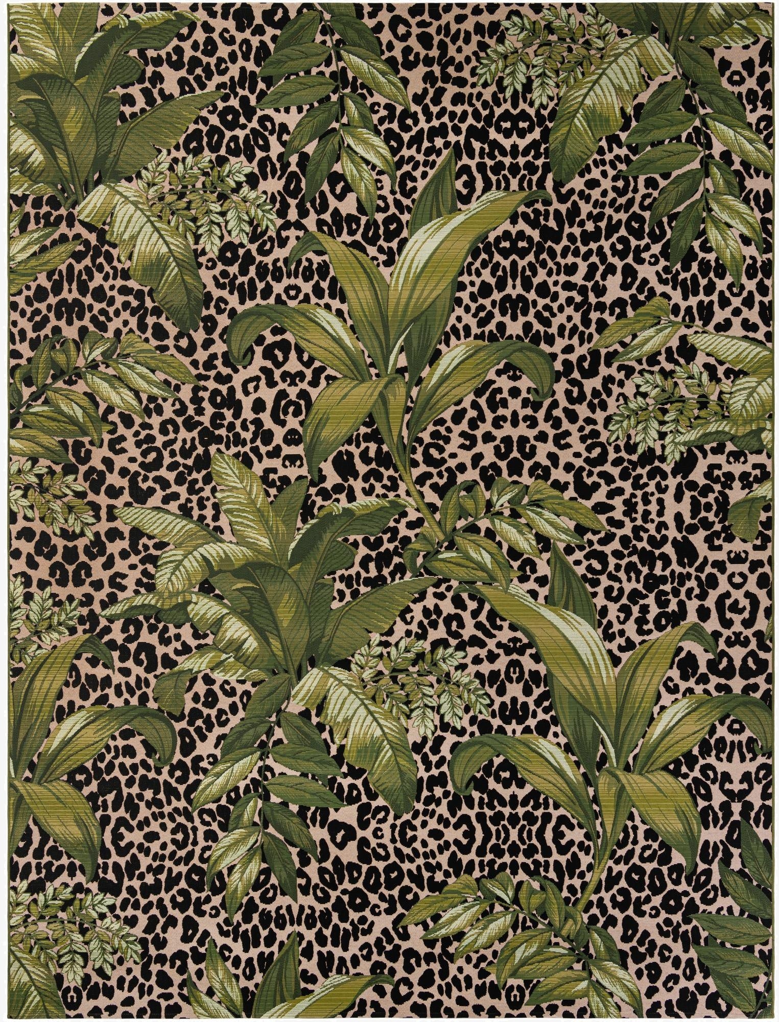 9' x 12'  Washable Botanical Indoor / Outdoor Rug