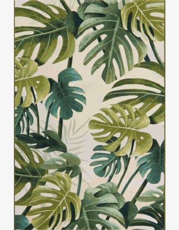 Green Easy-Clean Botanical Indoor / Outdoor Rug