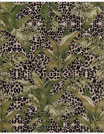 Green Easy-Clean Botanical Indoor / Outdoor Rug