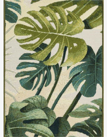 Green Easy-Clean Botanical Indoor / Outdoor Rug