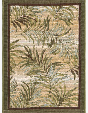 Green Easy-Clean Botanical Indoor / Outdoor Rug