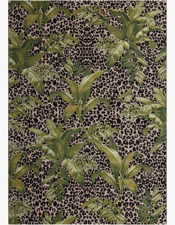 Green Easy-Clean Botanical Indoor / Outdoor Rug