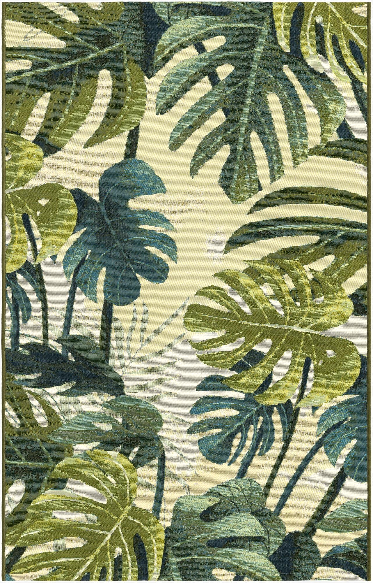 Primary image 3' 3 x 5' 3  Washable Botanical Indoor / Outdoor Rug