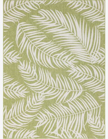 Green Easy-Clean Botanical Indoor / Outdoor Rug