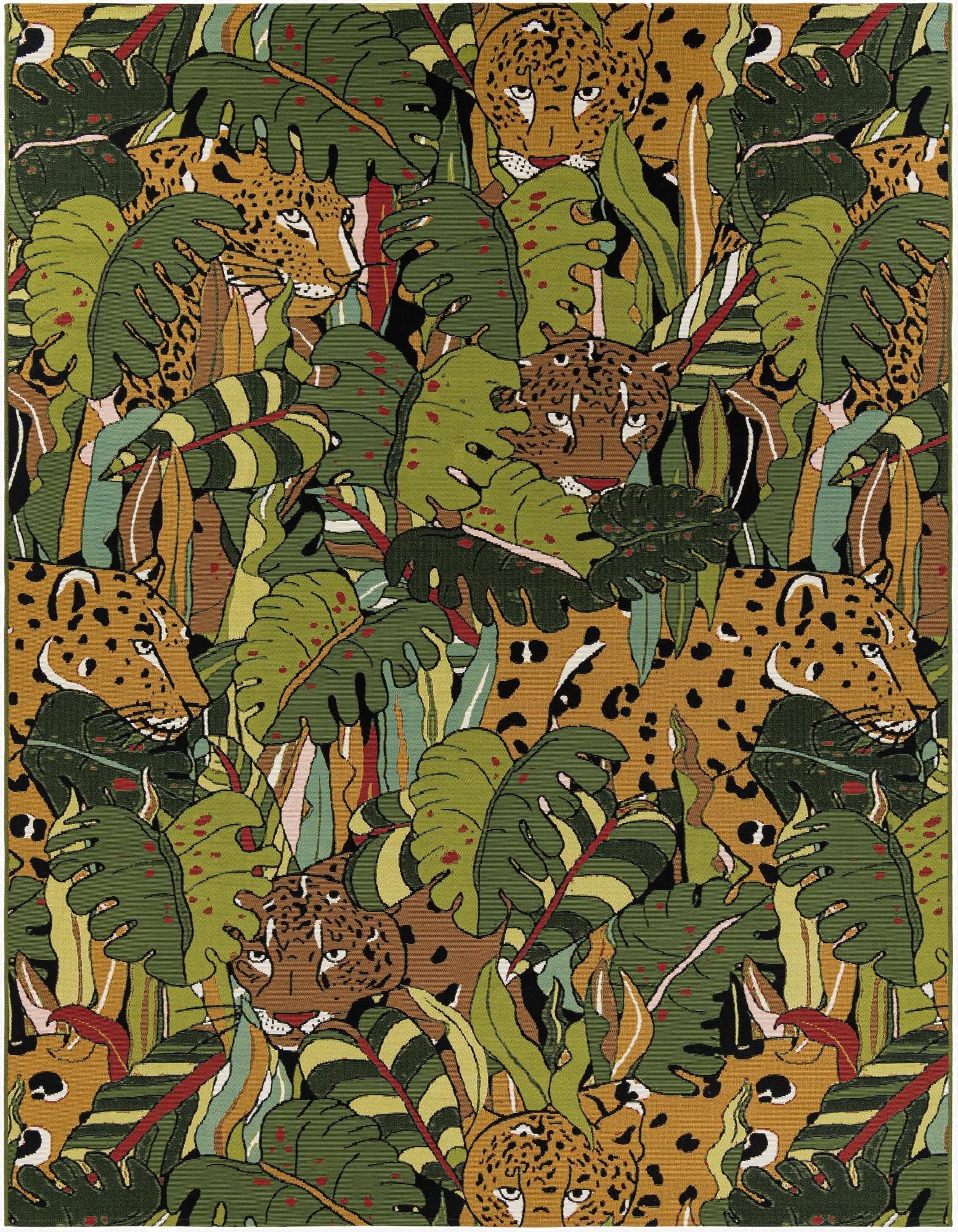 7' 10 x 10'  Washable Botanical Indoor / Outdoor Rug