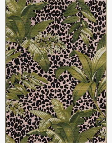 Green Easy-Clean Botanical Indoor / Outdoor Rug