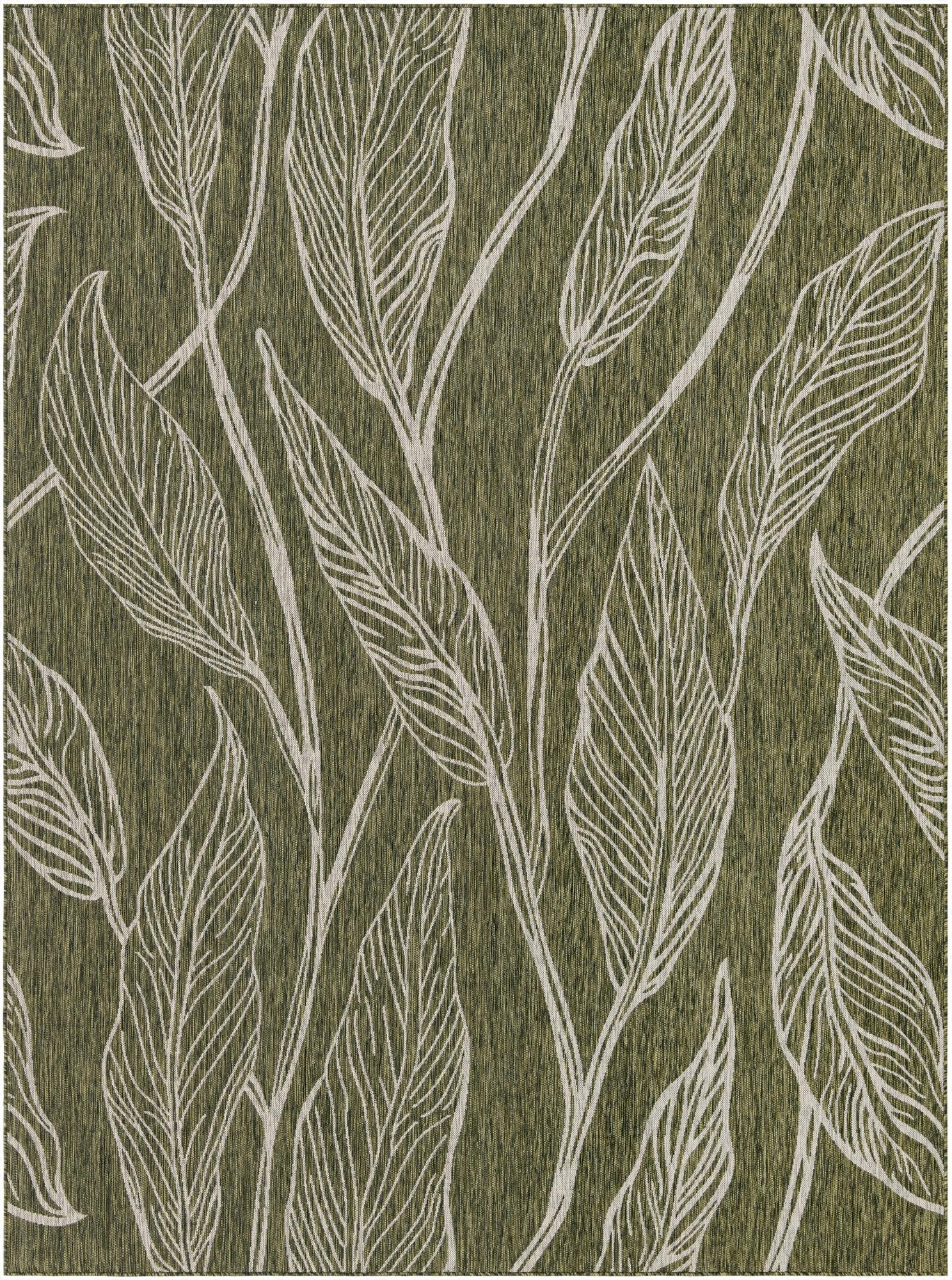 9' x 12'  Washable Botanical Indoor / Outdoor Rug