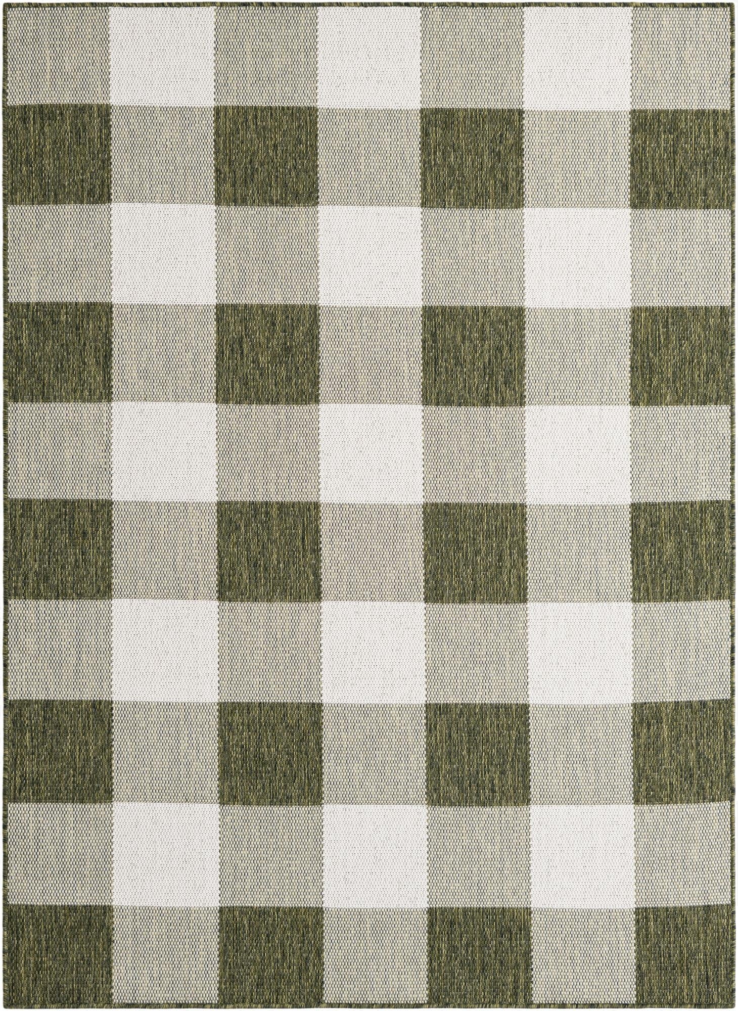 5' 3 x 7'  Washable Checkered Indoor / Outdoor Rug