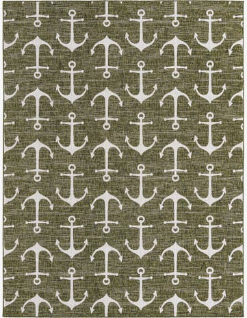 Green Easy-Clean Coastal Indoor / Outdoor Rug