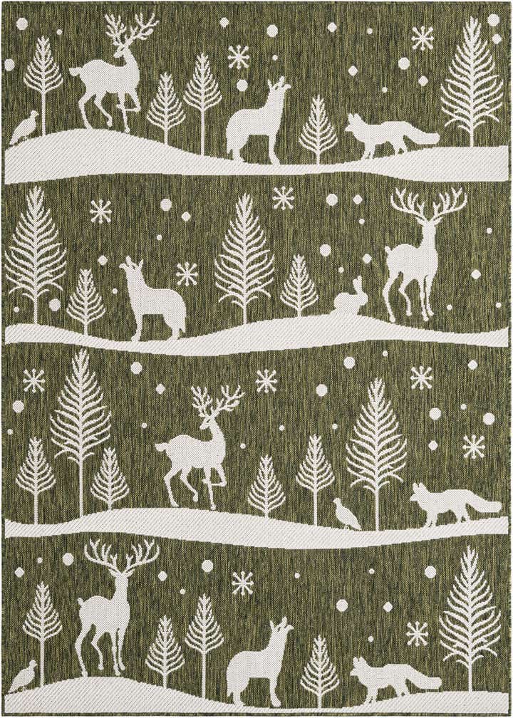 5' 3 x 7' Easy-Clean Holiday Indoor / Outdoor Rug