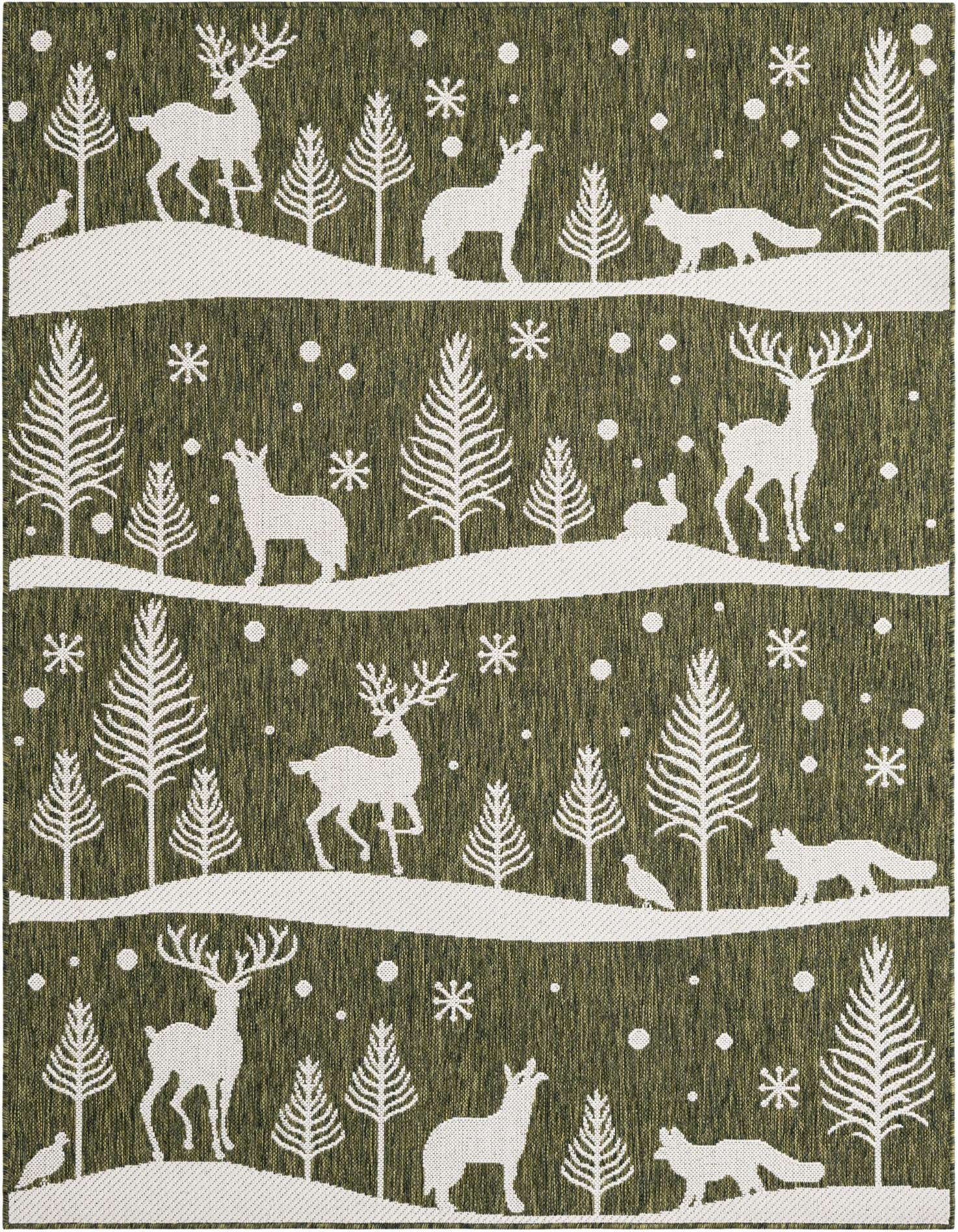 5' 3 x 7' Easy-Clean Holiday Indoor / Outdoor Rug