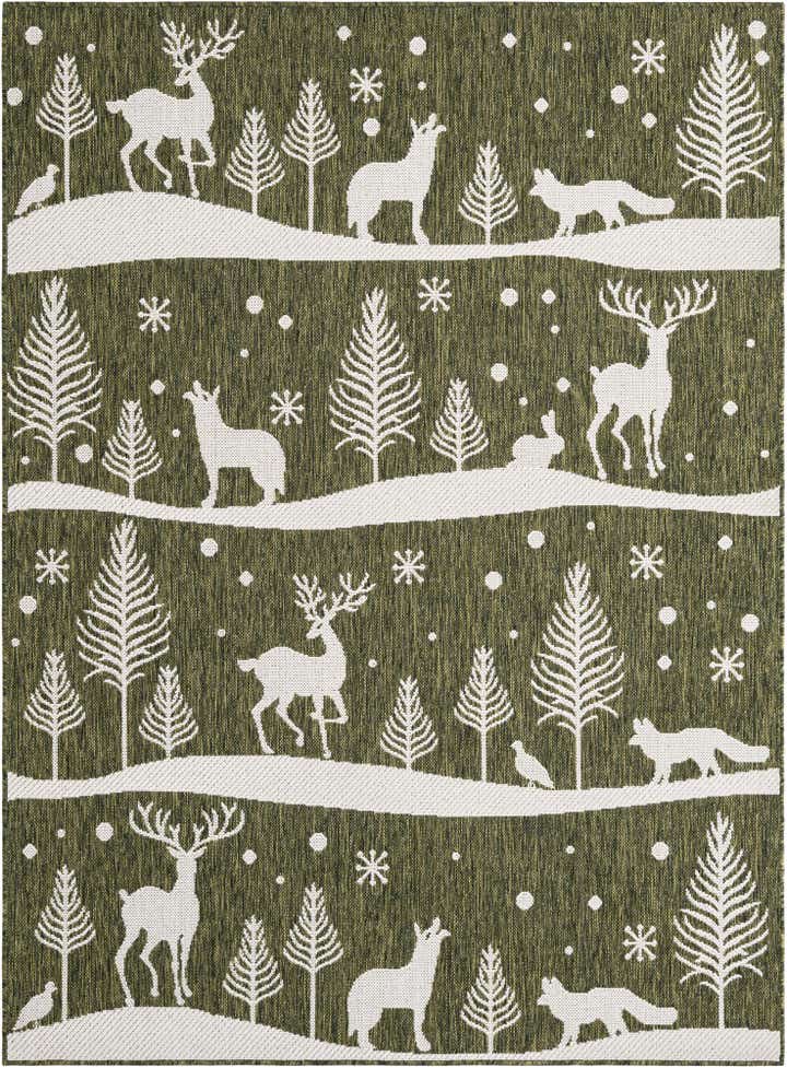 5' 3 x 7' Easy-Clean Holiday Indoor / Outdoor Rug