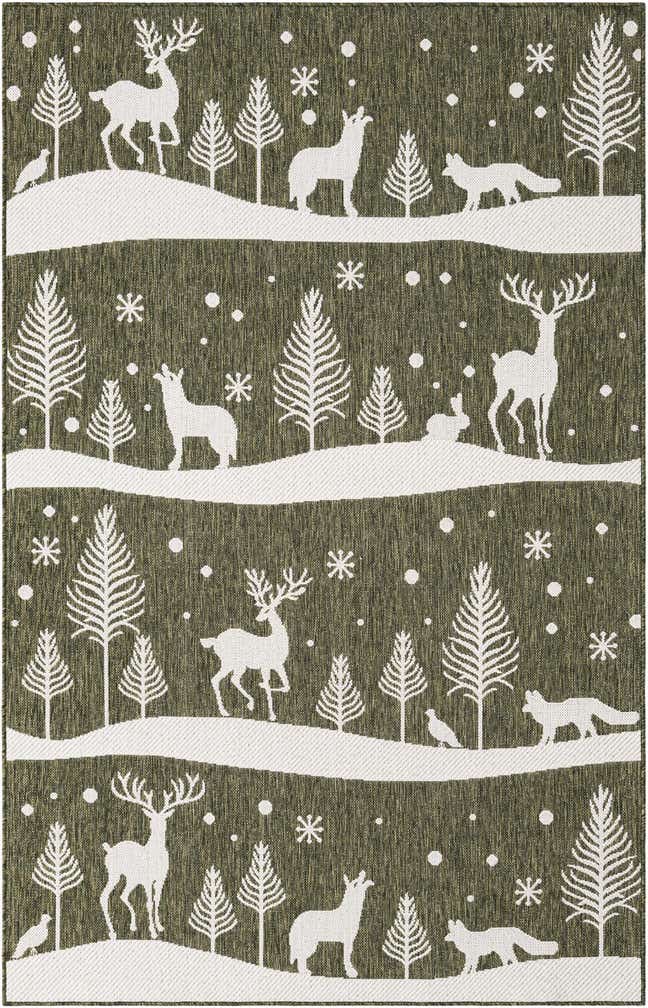 5' 3 x 8' Easy-Clean Holiday Indoor / Outdoor Rug
