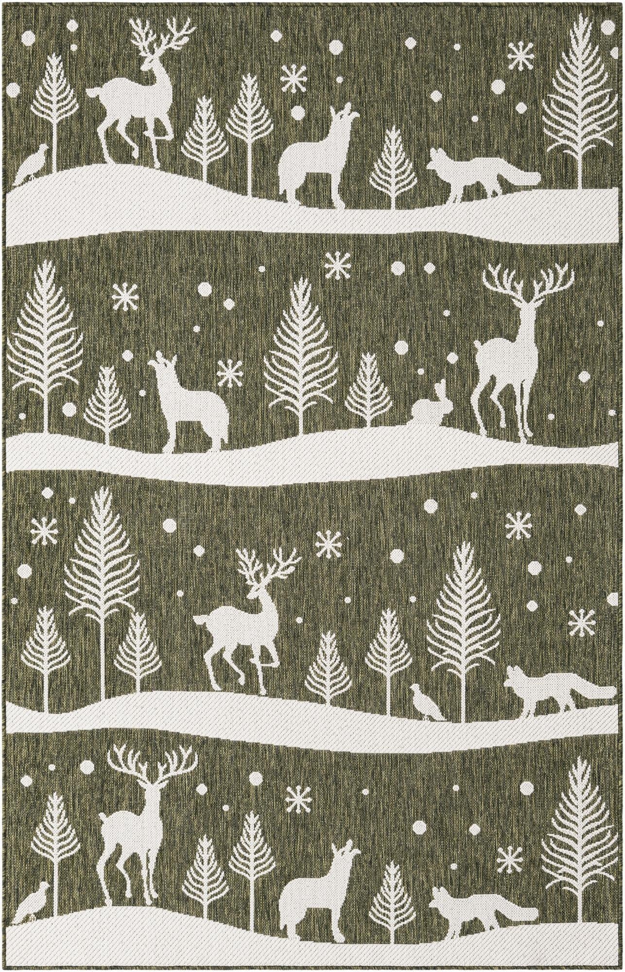5' 3 x 8'  Washable Holiday Indoor / Outdoor Rug