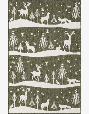 5' 3 x 8' Easy-Clean Holiday Indoor / Outdoor Rug